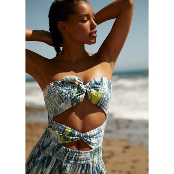 NWT By Anthropologie Reversible Smocked Mini Dress, LP - Picture 2 of 10